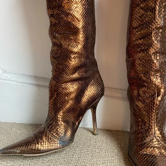 Jimmy Choo Mavis Python Metallic Boots - Picture 3 of 16